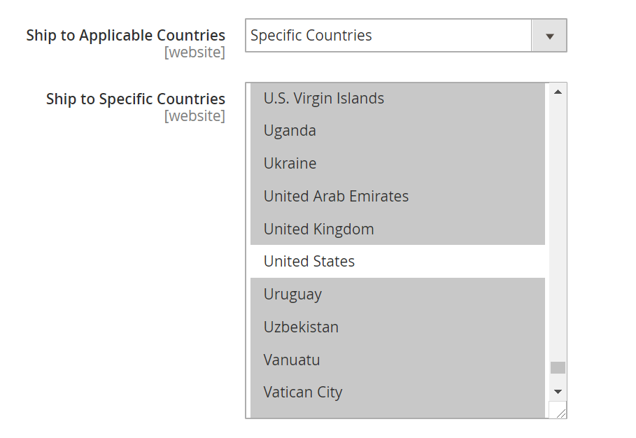 Magento 2.0 Select Countries