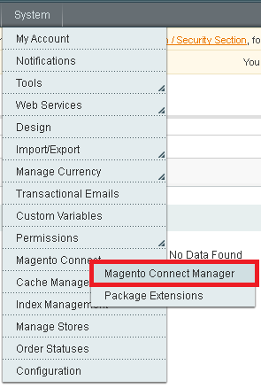 Magneto Menu: System > Magento Connect > Magento Connect Manager